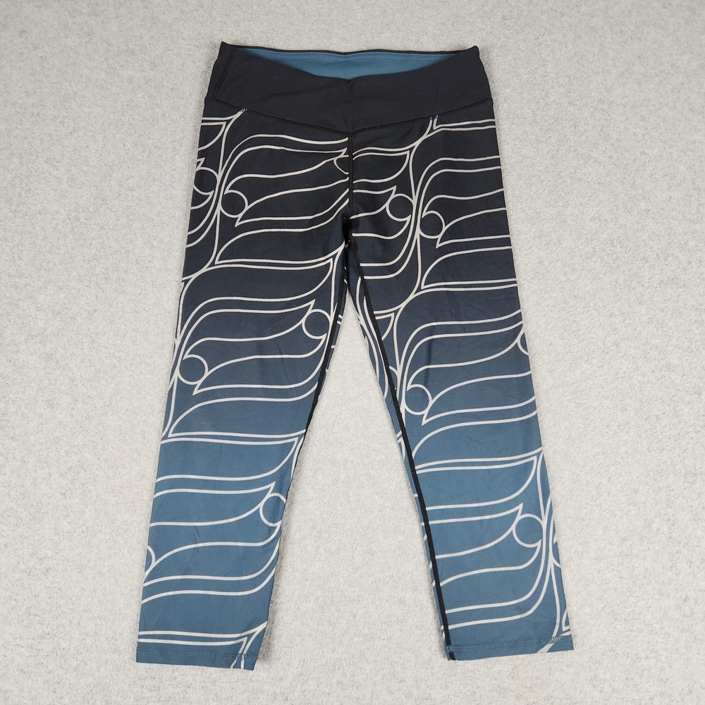 Fabletics Cropped Active Leggings Womens Small Blue Geometric Stretch High Waist